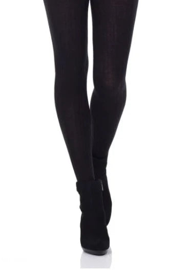 Cable Pattern Merino Tights - Black