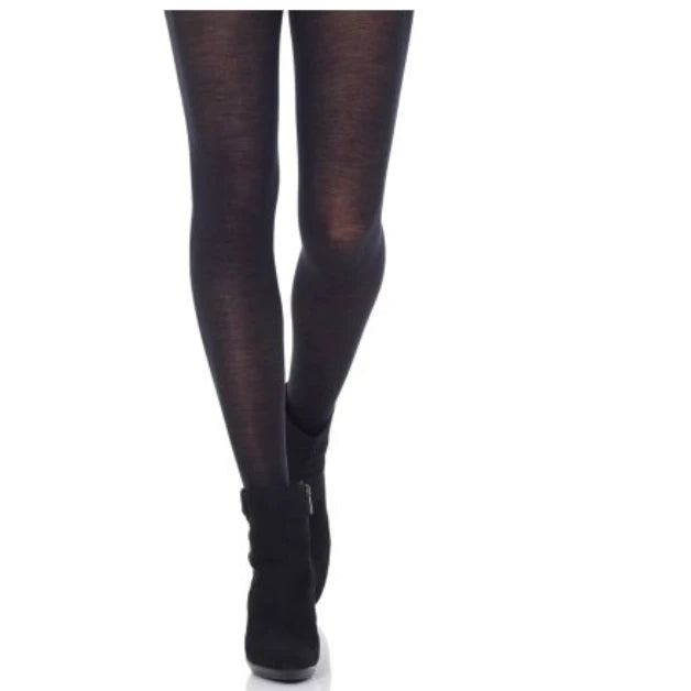 Cable Pattern Merino Tights - Black