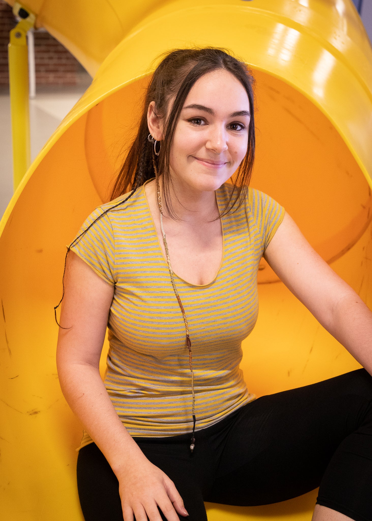 JULIETTE C/S MERROW rayé moutarde et grismix - Abaka