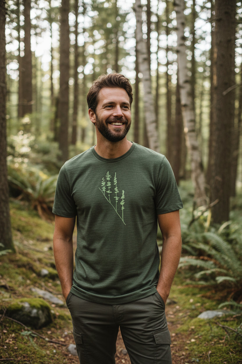 TEE 100% MERINO TREE heather navy