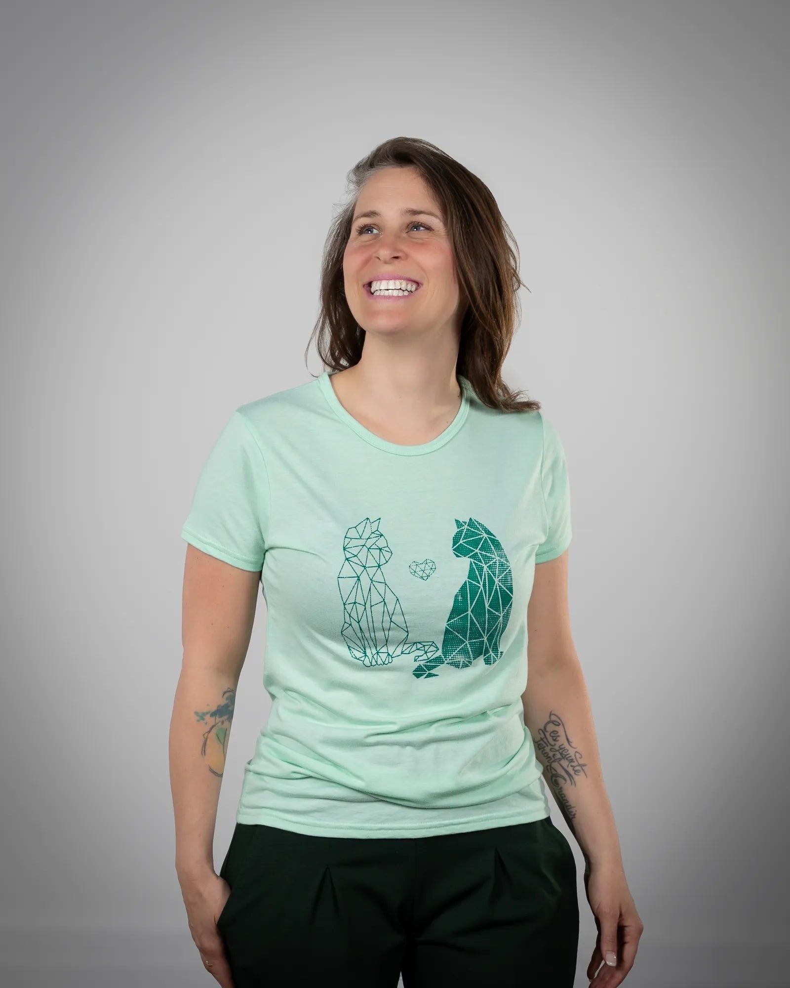 TEEGIRL Chats Coeur - T-shirt
