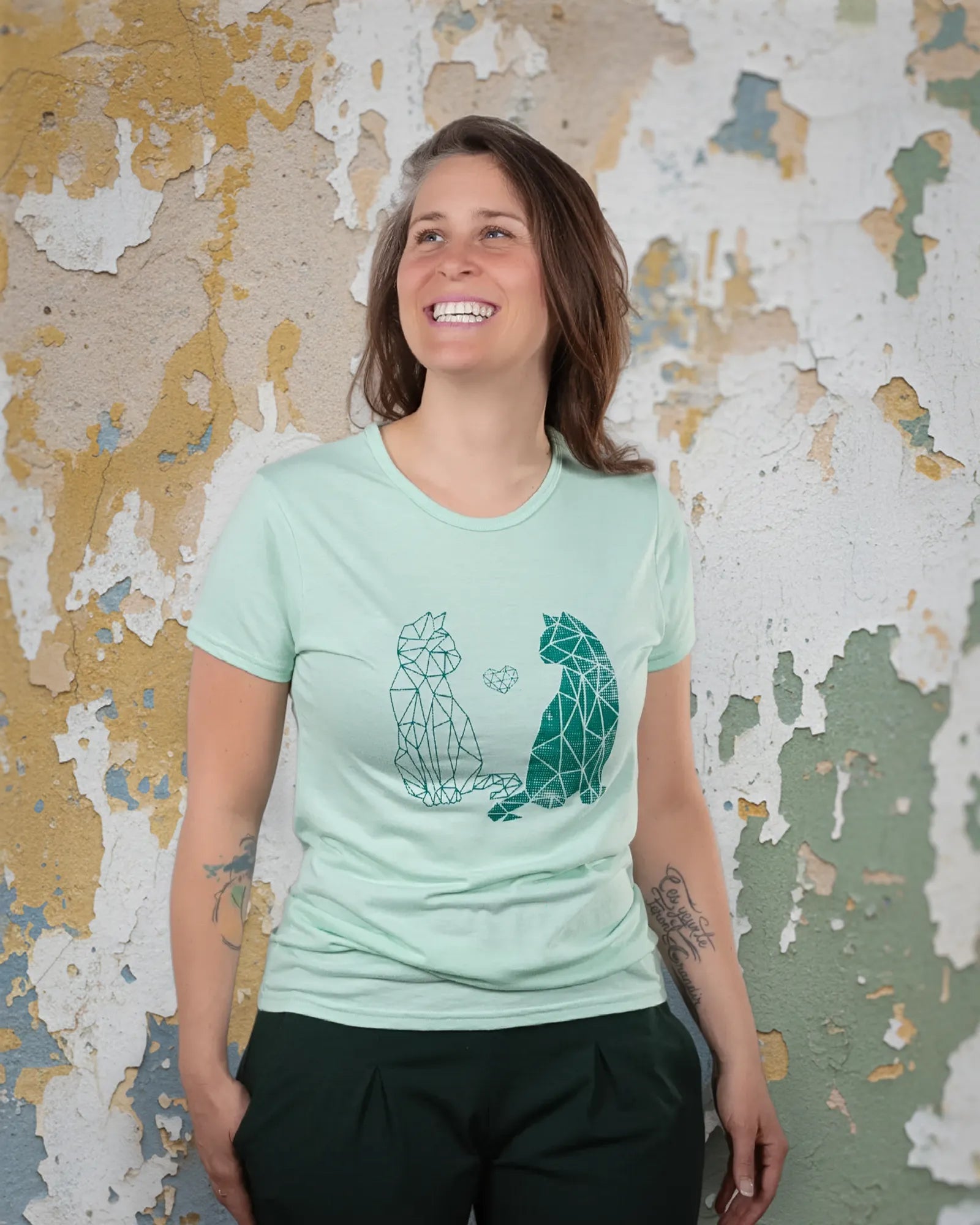 TEEGIRL Chats Coeur - T-shirt