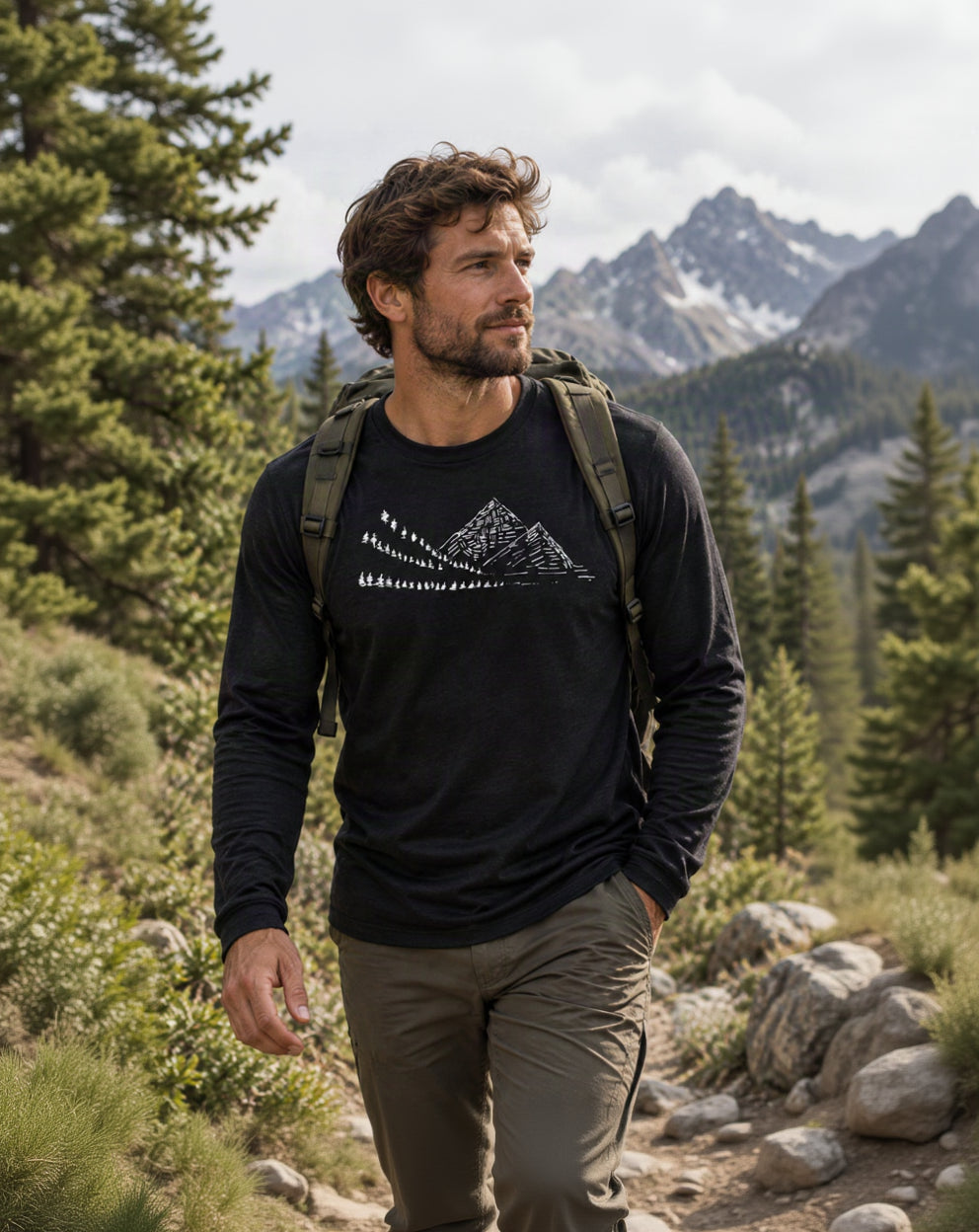 100% MERINO CAMPING TEE heather blue