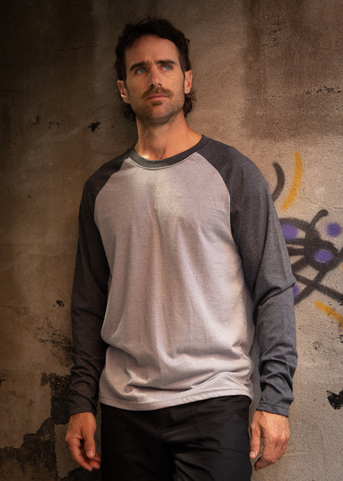 BASEBALL L/S gris chiné & noir chiné - Abaka